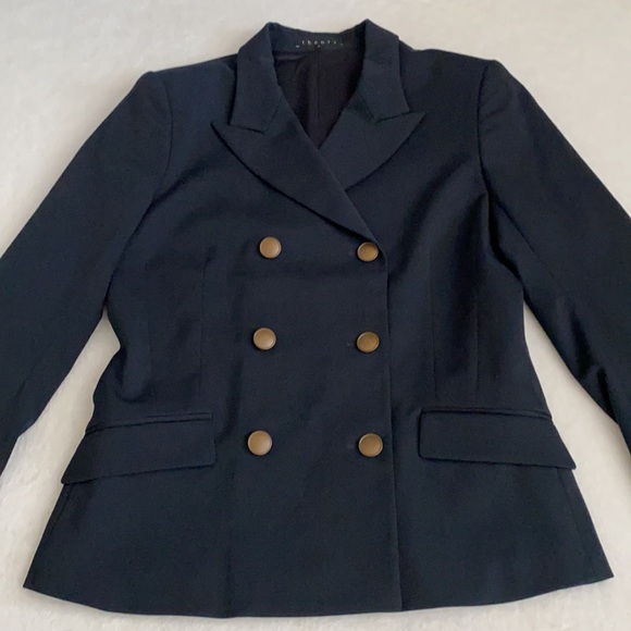 {VTG} Theory | Wool Blend Military Utilitarian Double Breasted Blazer Jacket (8) - Picture 5 of 17